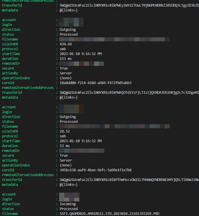 Unformatted Result Set